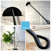 Load image into Gallery viewer, CURVED ASH SCRAPER TOOL FOR FIREPLACE| Cast iron | Tools and accessories for fireplace | BBQ accessories | Fire accessory tool | Ash scraper | Charcoal rake | BBQ and charcoal tools | Pizza oven tools | 49cm long