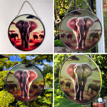 Load image into Gallery viewer, Elephant Design 6-Inch Stained Glass Suncatcher - Decorative Hanging Ornament for Windows