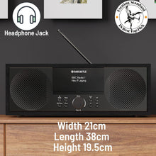 Load image into Gallery viewer, DAB500 CD Player, FM and DAB+ Digital Radio | Bluetooth, Mains Powered, Stereo Speakers, USB, MP3, AUX, Headphone Jack, Custom EQ, Remote Control | Oakcastle DAB Radio and CD-Player | Radio CD Player