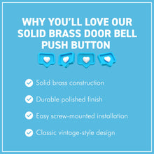 Load image into Gallery viewer, Premium Solid Brass Door Bell Push Button - Elegant and Durable Design for Home or Office Entrances