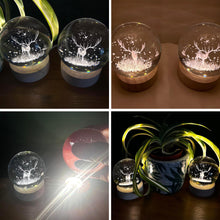 Load image into Gallery viewer, Set of Two 3D Crystal Ball Night Light USB Lamp with Reindeer designs, elegant modern illumination for any room