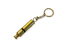 Load image into Gallery viewer, LOUD BRASS WHISTLE on keyring | emergency survival whistle | One piece | Outdoor survival whistle | supplied on Key-Chain or Hang Around Your Neck and Carry it Anywhere