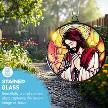 Load image into Gallery viewer, 3-Inch Stained Glass Suncatcher with Jesus Design - Decorative Hanging Art for Windows or Gifts