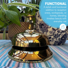 Load image into Gallery viewer, Gold Brass Service Bell, Reception Desk Bell for hotels, schools, offices & more