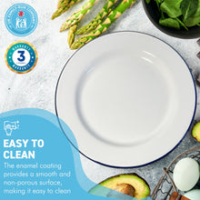 Load image into Gallery viewer, 26CM WHITE ENAMEL DINNER PLATE | Meal plate | Enamel plate | Large deep plate | Traditional dinner plate | Kitchen plate for pies, sides and dinner | 26cm diameter with 2.5cm depth