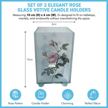Load image into Gallery viewer, Set of 2 Rose Glass Votive Candle Holders – Perfect for Home Decor & Gifts