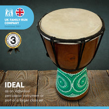 Load image into Gallery viewer, Djembe drum 20cm tall hand painted | 8 Inch Painted Colourful Djembe Drum