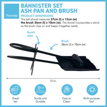 Load image into Gallery viewer, FIRESIDE BRUSH and  PAN shovel set | Tidy clean log burner stove | Powder coated black finish | Built-in stand | Hearth Iron Fireside Tidy Set | Bannister set