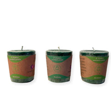 Load image into Gallery viewer, Set of 3 Heart (Green) - Chakra Candle | Standing at about 4.5 centimetres tall (1.75 inches), delicate aromas of Lavandin, Orange, and Tangerine,
