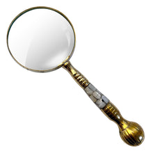 Load image into Gallery viewer, Magnifying Glass with Mother of Pearl Inlay and ball handle, elegant decorative handheld magnifier for reading and collecting