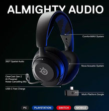 Load image into Gallery viewer, SteelSeries Arctis Nova 4P PS5, PC, Switch Gaming Headset | Black | Wireless | Bluetooth | Noise Cancelling
