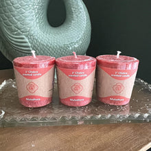 Load image into Gallery viewer, Set of 3 Root (Red) - Chakra Candles  | Standing at about 4.5 centimetres tall (1.75 inches), emanates an aura of rustic charm, invoking the essence of the earth itself.