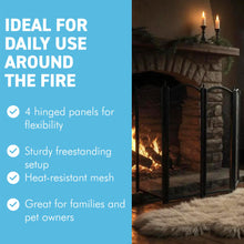 Load image into Gallery viewer, 𝗖𝗔𝗦𝗧 𝗜𝗥𝗢𝗡 𝟰-𝗣𝗔𝗡𝗘𝗟 𝗙𝗢𝗟𝗗𝗜𝗡𝗚 𝗠𝗘𝗦𝗛 𝗙𝗜𝗥𝗘 𝗚𝗨𝗔𝗥𝗗 𝟴𝟱𝘅𝟱𝟯𝗰𝗺 | Durable | Rust-Resistant | Fireplace Screen for Open Fire | Fire Safety | Hearth Protection