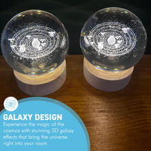 Load image into Gallery viewer, Set of Two 3D Crystal Ball Night Light USB Lamp with Ludosphere Galaxy Design – Elegant, Modern Illumination for Any Room