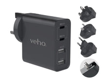 Load image into Gallery viewer, Veho TA-45 45W 𝗨𝗡𝗜𝗩𝗘𝗥𝗦𝗔𝗟 𝗨𝗦𝗕 𝗧𝗥𝗔𝗩𝗘𝗟 𝗔𝗗𝗔𝗣𝗧𝗘𝗥, Worldwide Plug Charger for 150 Countries