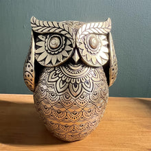 Load image into Gallery viewer, Handcrafted 13 cm Golden Owl Figurine - Polystone Collectible Ornament for Home Decor