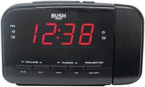 Bush Black Alarm clock radio with time projection | Large LED Display | Dual alarm | 20 Preset stations