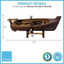 Load image into Gallery viewer, BROWN HULL MODEL ROWING BOAT | Sailing | Yacht | Boats | Models | Nautical Gift | Sailing Ornaments | Boat on Stand | 14cm (L) x 5cm (H) x 5.5cm (W)