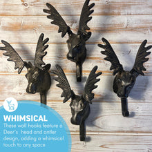 Load image into Gallery viewer, Set of 4 Wall-Mounted Cast Iron Deer Head Hook for Hats, Coats ,Durable and Stylish