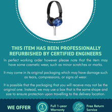 Load image into Gallery viewer, Sony Blue ZX310 On-Ear Headphones | metallic earcups, coloured grooved cables and comfortable padded ear pieces | 1.2 m cord length