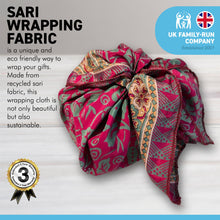 Load image into Gallery viewer, SARI FABRIC GIFT WRAPPING CLOTH | 60cm X60 cm | Gift Wrapping | Eco Friendly Gift Wrap| Recycled Gift Wrap | Furoshiki Wrapping Fabric
