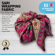 Load image into Gallery viewer, SARI FABRIC GIFT WRAPPING CLOTH | 60cm X60 cm | Gift Wrapping | Eco Friendly Gift Wrap| Recycled Gift Wrap | Furoshiki Wrapping Fabric