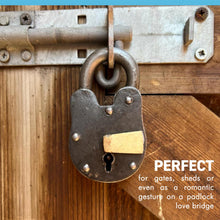 Load image into Gallery viewer, HEAVYWEIGHT CAST ANTIQUE STYLE IRON METAL PADLOCK | Love Padlock | Industrial Style Padlock | Key Padlock | Shed padlock | Gate Padlock | 9cm x 6cm | 2 Keys | Pirates Treasure Chest Padlock