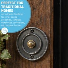 Load image into Gallery viewer, Industrial Style Cast Iron Door Bell Push – Antique Style 80mm Front Door Hardware