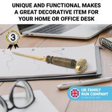 Load image into Gallery viewer, Brass RUGBY BALL LETTER OPENER wooden handle | Desk accessory | rugby Lovers gift |Envelope opener