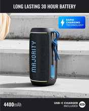 Load image into Gallery viewer, Refurbished Majority Move 2 PORTABLE SPEAKER Wireless Bluetooth 6.0, IP67 Waterproof & Dust-Resistant, 30W Sound, 30H Long Battery Life, USB-C Charging, LED Lights, Compact & Lightweight