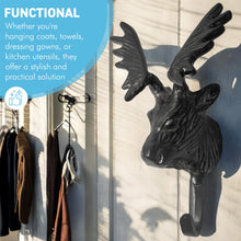 Load image into Gallery viewer, Wall-Mounted Cast Iron Deer Head Hook for Hats, Coats, Durable and Stylish