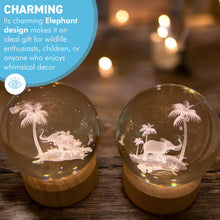 Load image into Gallery viewer, Set of Two 3D Crystal Ball Night Light USB Lamp with Elephant designs, elegant modern illumination for any room