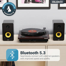 Load image into Gallery viewer, Majority Moto REFURBISHED VINYL RECORD PLAYER Turntable with Audio-Technica Cartridge + D50X BLUETOOTH HI-FI SPEAKERS – Black Complete Wireless Vinyl System with USB Recording & Bluetooth 5.3