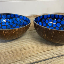 Load image into Gallery viewer, Two Coconut bowl with Deep Blue lacquered interior