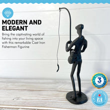 Load image into Gallery viewer, METAL FISHERMAN FIGURINE ORNAMENT | Fishermen | Fisherman Statue |Fishing Gift | Contemporary Ornament | Angler | Modern Minimalist sculpture