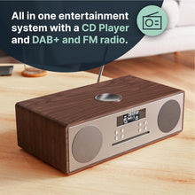 Load image into Gallery viewer, Bluetooth Hi-Fi Dual Stereo System with CD Player, DAB radio FM | AUX &amp; USB, Mains Powered &amp; Remote Control | Ideal for Home and Office, Majority Oakington Walnut Digital Radio
