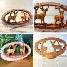 Load image into Gallery viewer, 𝗪𝗢𝗢𝗗𝗘𝗡 𝗘𝗙𝗙𝗘𝗖𝗧 𝗦𝗧𝗔𝗚 & 𝗗𝗢𝗘 𝗢𝗥𝗡𝗔𝗠𝗘𝗡𝗧 – Hand-Carved Style Deer Figurine, Rustic Woodland Animal Decor for Home, Cabin, or Lodge