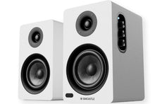 Load image into Gallery viewer, Refurbished Oakcastle White BK100 ACTIVE BOOKSHELF SPEAKERS | 2.0 Stereo System | 60W Output | Bluetooth 5.4, USB Playback | AUX, HDMI ARC, Optical | Gaming Speakers for PC Desktop | Note remote control NOT included