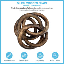 Load image into Gallery viewer, 5-Link Wooden Chain – Rustic Handcrafted Décor for Shelf, Wall, or Table