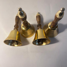 Load image into Gallery viewer, Set of Four Elegant 18cm Aluminium Library Hand Bell with Antique Brass Finish and Wooden Handle