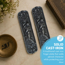 Load image into Gallery viewer, The Figurine Pair – Two Cast Iron Push Plates, One for Each Face of a Door