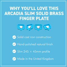 Load image into Gallery viewer, The Arcadia Finger Plate – A Slim Solid Brass Door Push Plate