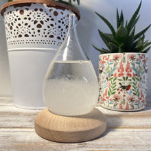 Load image into Gallery viewer, Storm Glass Tear drop shaped Weather Predictor Glass Barometer on a Wooden Base | Forecaster Creative Crystal Decorative Bottle Desktop Drops Forecast Bottle Home and Office Birthday