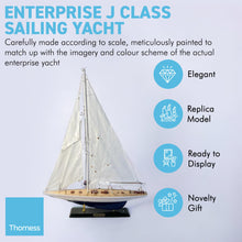 Load image into Gallery viewer, Detailed 50cm long wooden model Enterprise J Class Sailing Yacht | Americas Cup Racing Yacht | Nautical ornament | sailboat model | Enterprise sailing ship model | Fully assembled model boat kit