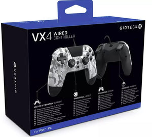 Gioteck VX4 PS4 Wired Controller | White Camo | Wired Controller | Quickfire