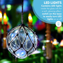 Load image into Gallery viewer, Green Glass Fishing Buoy Tiki Bar Light with LED Lights, Nautical-Style Ornament for Home Decor