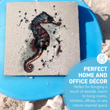 Load image into Gallery viewer, Seahorse Stone Drink Coaster โ 10cm x 10cm, Coastal Wildlife Art, Perfect Gift for Nature Lovers