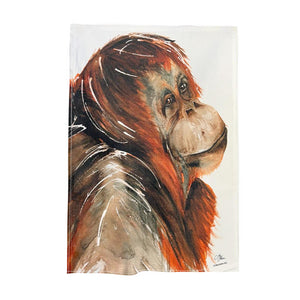 Orangutan Tea Towel | 100% Cotton | Large kitchen towel for drying| Hand towel with Orangutan | Orangutan themed gift | Rainforest animal house Gift | Cotton tea towel | 70 cm x 50 cm