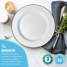 Load image into Gallery viewer, 24cm White Enamel Dinner Plate | Enamel plate | Single plate | Traditional dinner plate | Kitchen plate for pies, sides and dinner | 24cm