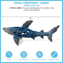 Load image into Gallery viewer, Hand-Painted Large Shark Ornament, 48cm Wide - Cast Resin Nautical Decor Gift for Ocean Lovers